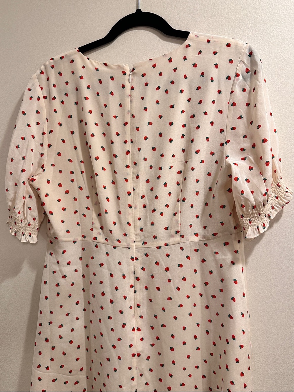 Madewell Strawberry Print Mini Dress Size 10 NWOT Look Cream Puff Sleeves - Picture 14 of 15